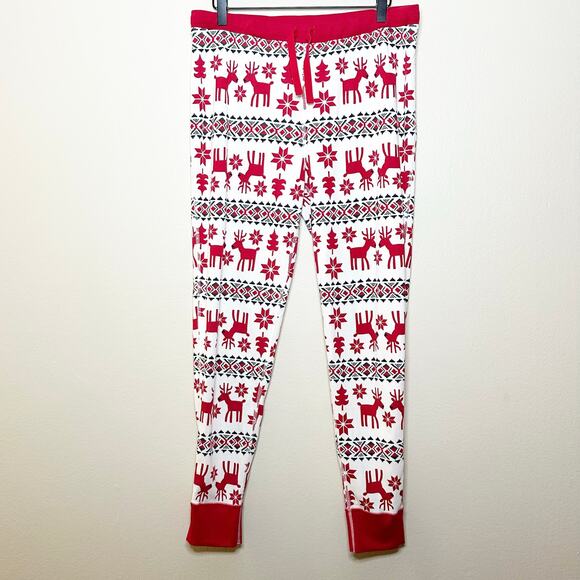 Hannah Andersen Unisex Adult Holiday Long John Pajama Pants Size Large Fair Isle - Picture 1 of 5